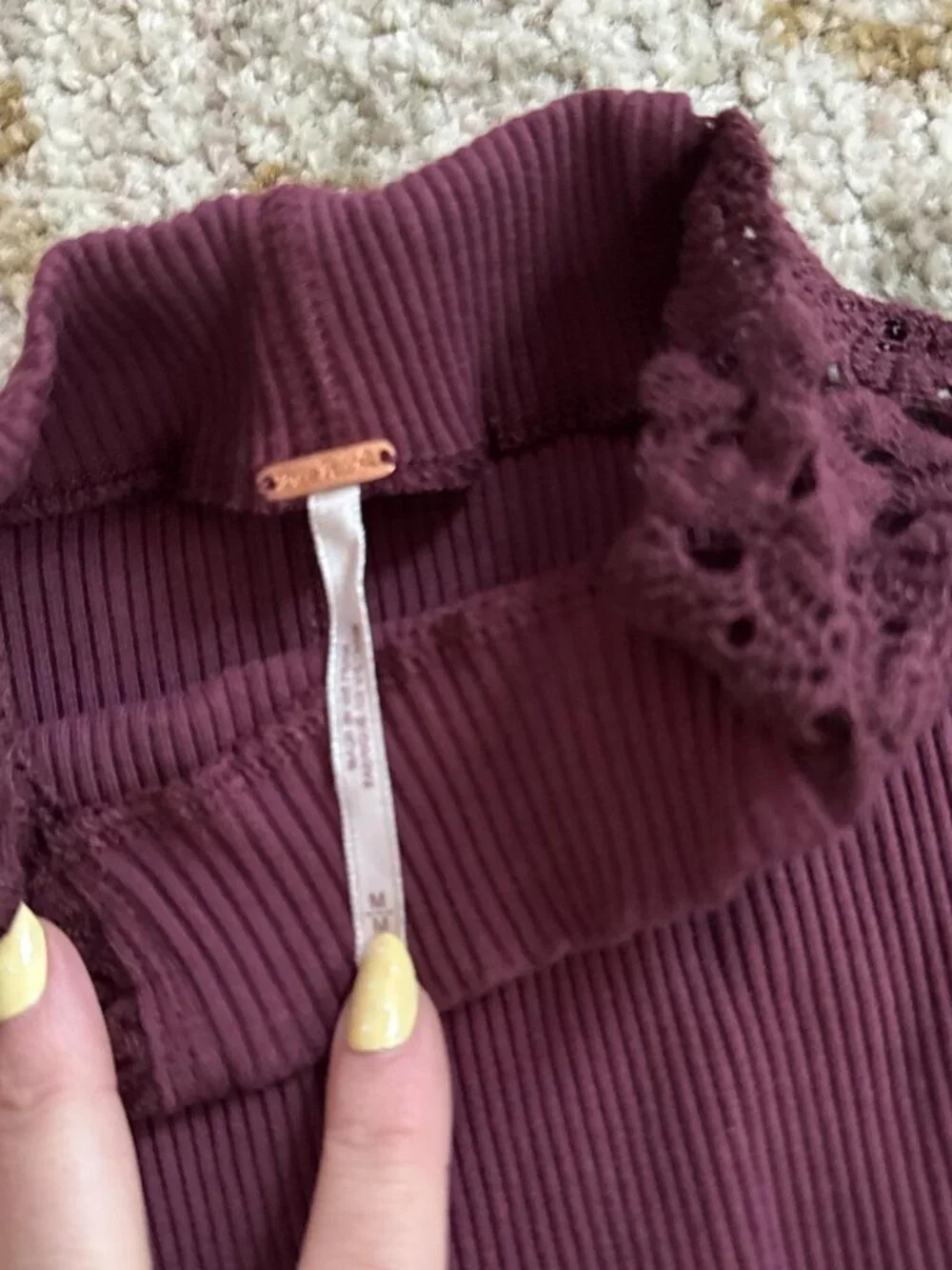 Free People Women's Burgundy Blouse